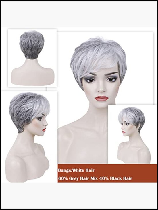 Short Curly Pixie Wig with Bangs Layered Synthetic Hairpiece Daily Wear Cosplay main image 6